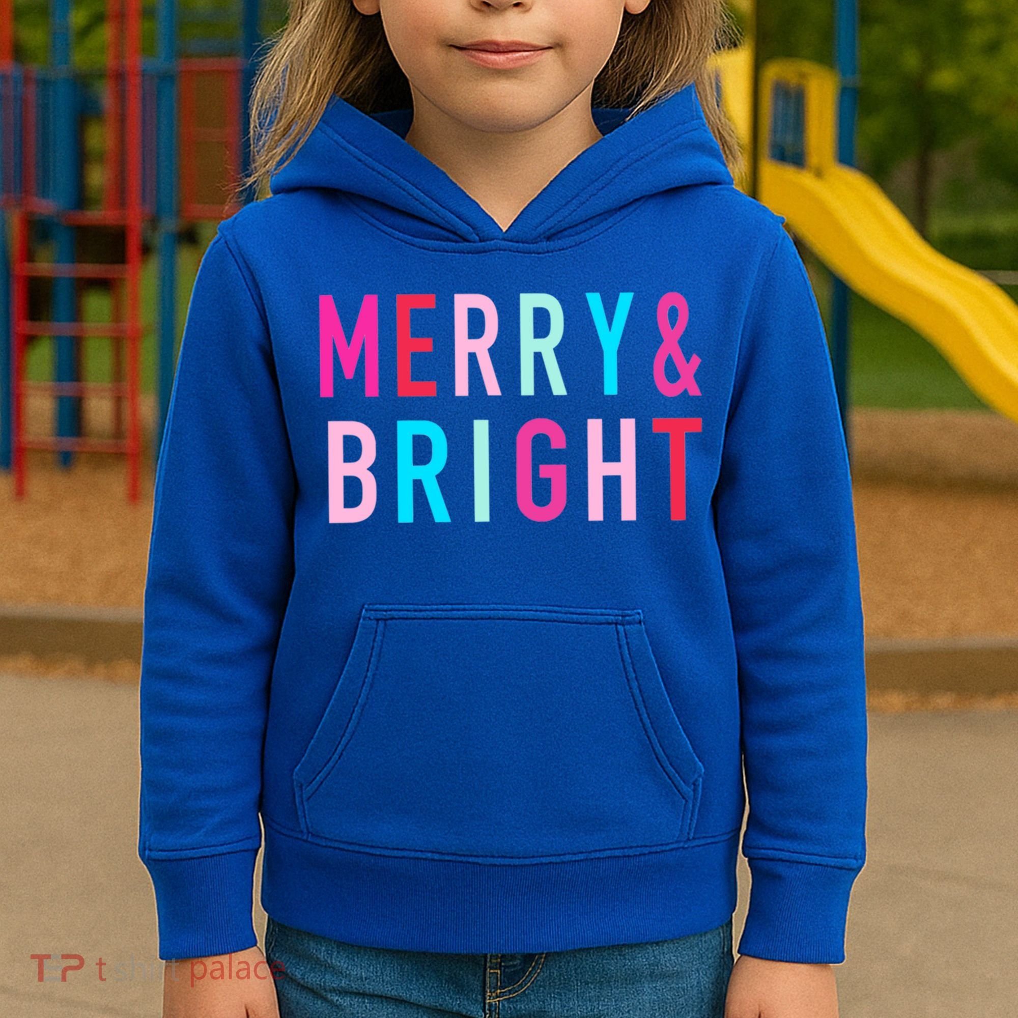 Merry And Bright Christmas Cool Gift Kids Hoodie