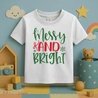 Messy And Bright Funny Christmas Toddler T-Shirt thumb 3