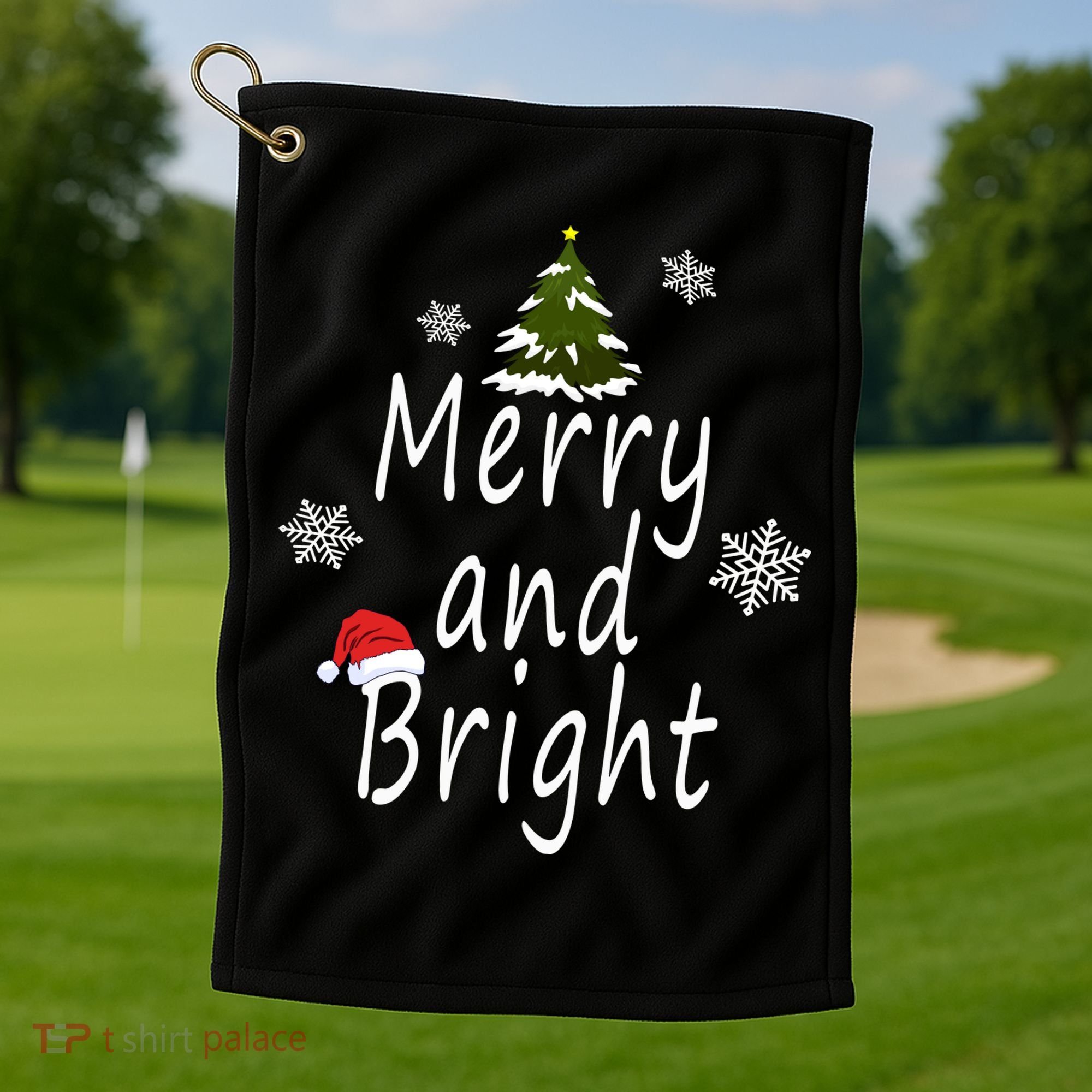 Merry And Bright | Merry Chrismas Golf Towel