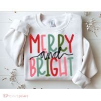 Merry And Bright Christmas Women Girls Kids Cute Sweatshirt thumb 2