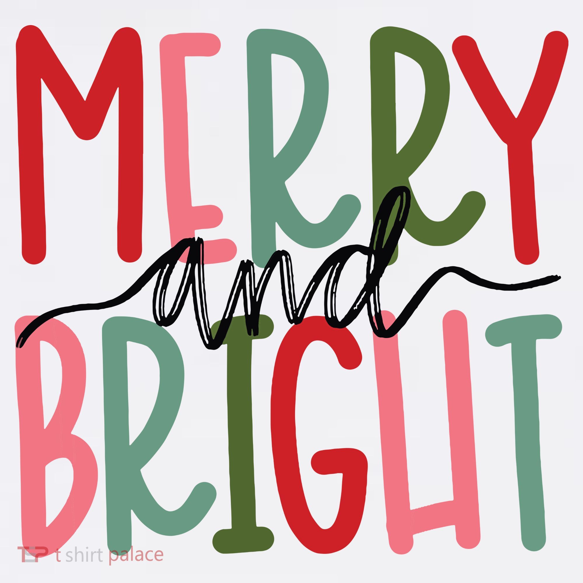 Merry And Bright Christmas Women Girls Kids Cute T-Shirt