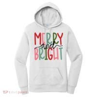 Merry And Bright Christmas Women Girls Kids Cute Women's Hoodie thumb 0
