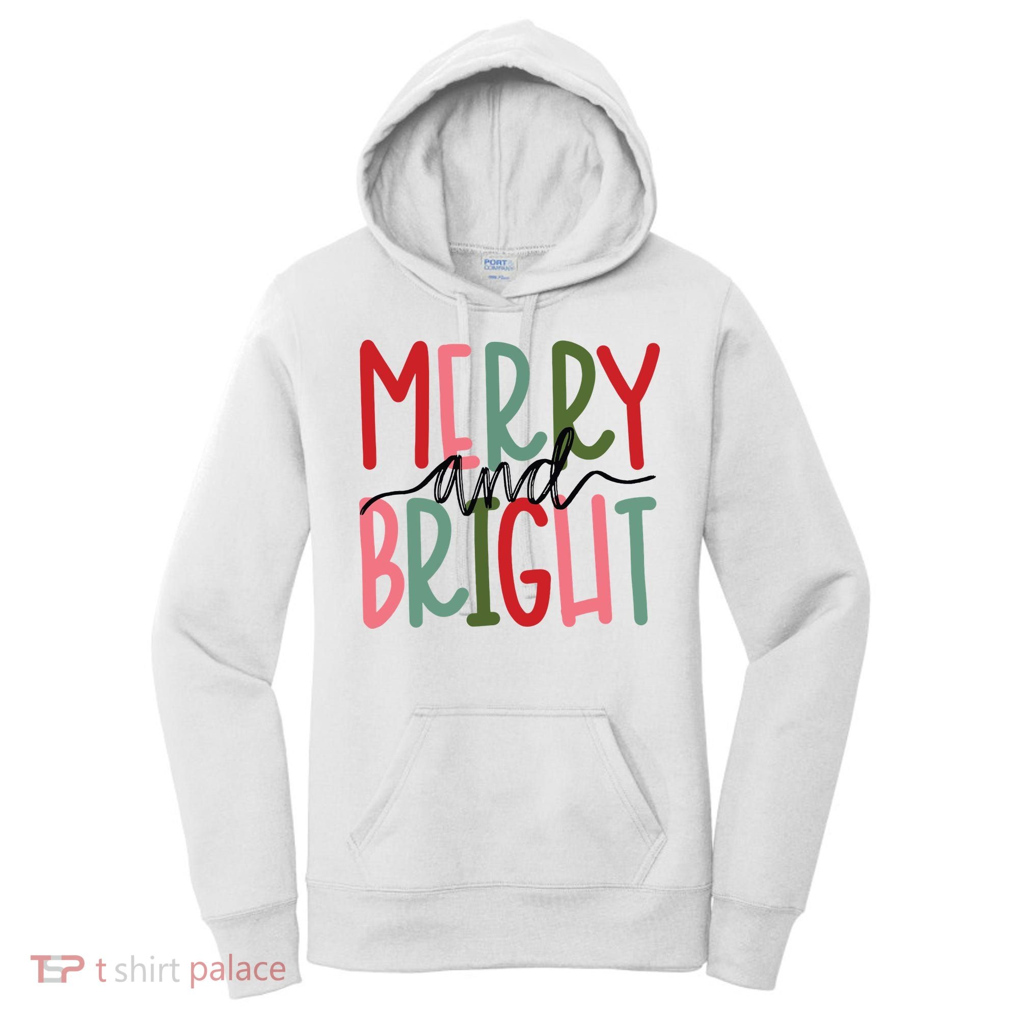 Merry And Bright Christmas Women Girls Kids Cute Women's Hoodie