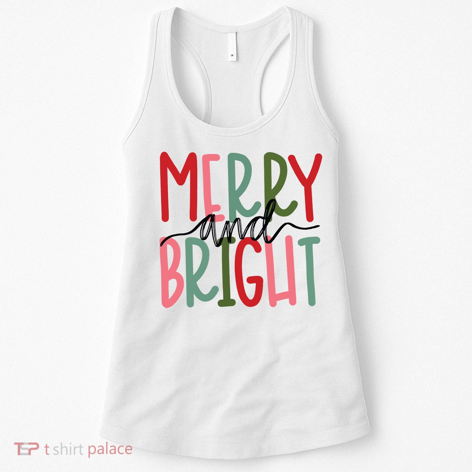 Merry And Bright Christmas Women Girls Kids Cute Women's Tank Top