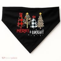 Merry And Bright Women Funny Leopard Plaid Christmas Trees USA-Made Doggie Bandana thumb 0