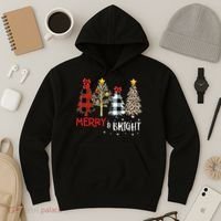 Merry And Bright Women Funny Leopard Plaid Christmas Trees Hoodie thumb 3