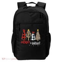 Merry And Bright Women Funny Leopard Plaid Christmas Trees Backpack thumb 0