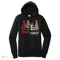 Merry And Bright Women Funny Leopard Plaid Christmas Trees Women's Hoodie thumb 0