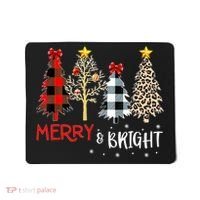 Merry And Bright Women Funny Leopard Plaid Christmas Trees Mousepad thumb 0