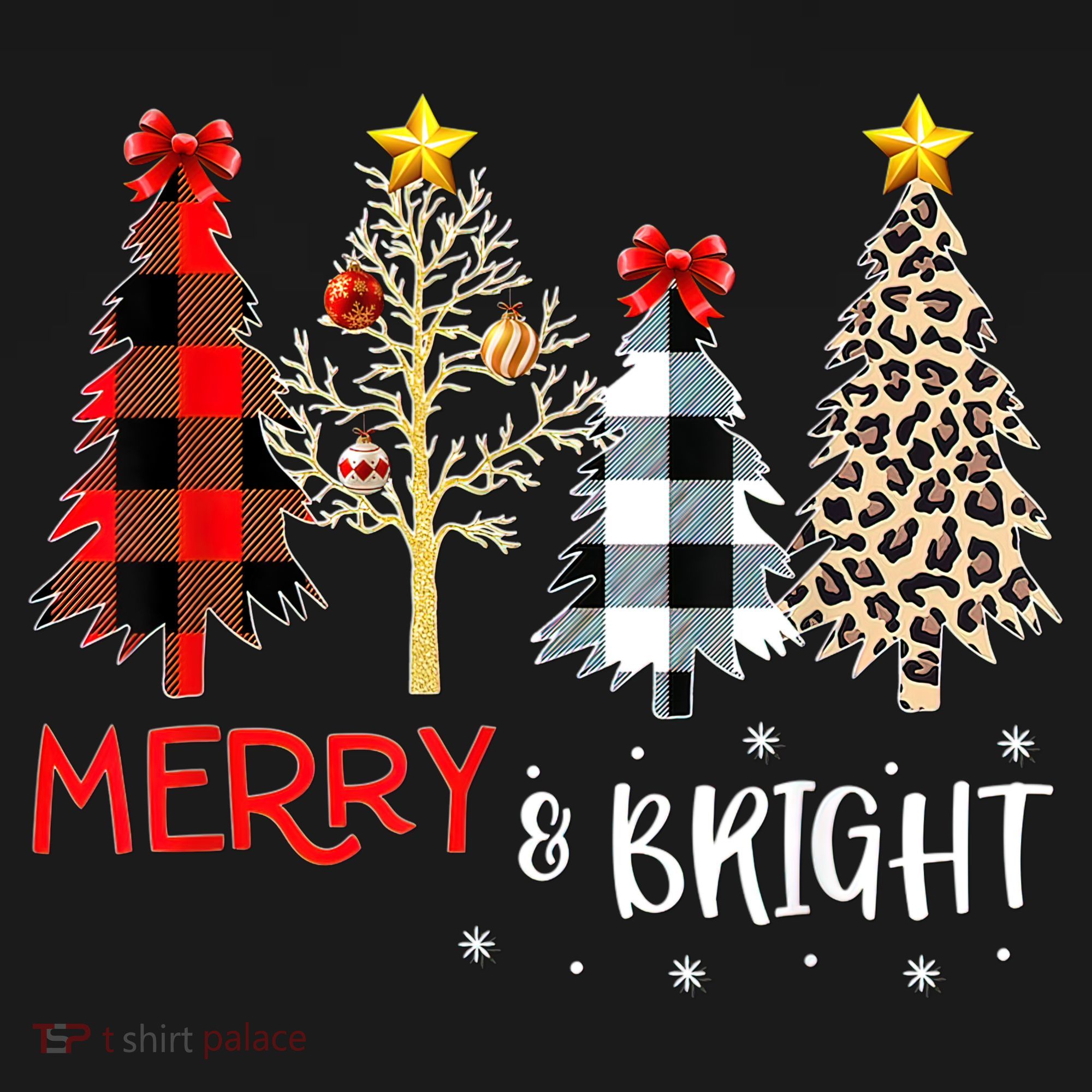Merry And Bright Women Funny Leopard Plaid Christmas Trees Mousepad