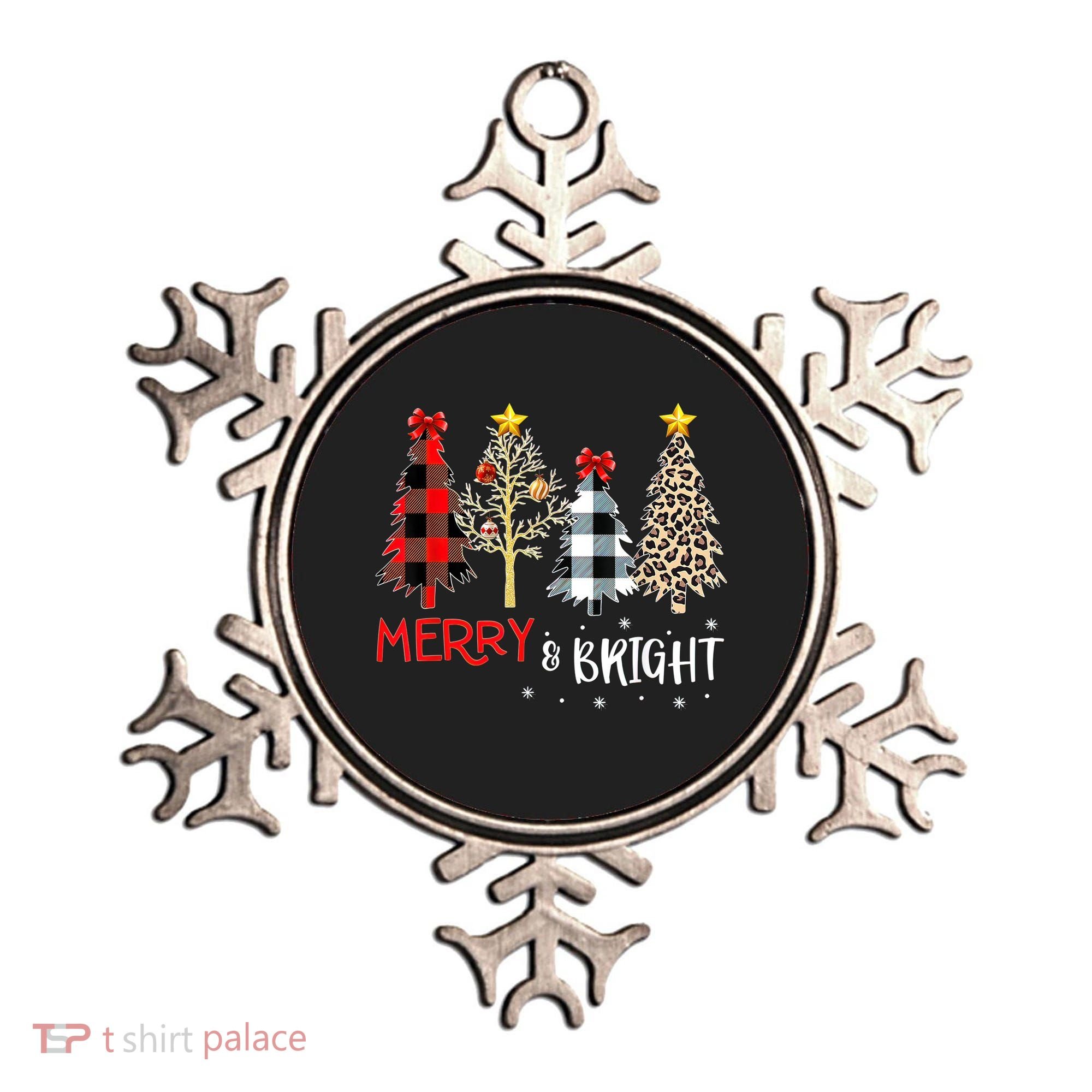 Merry And Bright Women Funny Leopard Plaid Christmas Trees Ornament