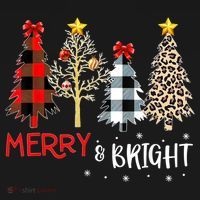 Merry And Bright Women Funny Leopard Plaid Christmas Trees Women's Tank Top thumb 5