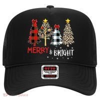 Merry And Bright Women Funny Leopard Plaid Christmas Trees Hat thumb 0