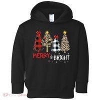 Merry And Bright Women Funny Leopard Plaid Christmas Trees Toddler Hoodie thumb 0