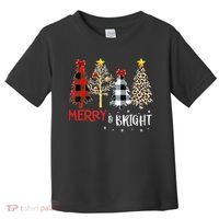Merry And Bright Women Funny Leopard Plaid Christmas Trees Toddler T-Shirt thumb 0