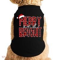 Merry And Bright Buffalo Plaid Red Santa Hat Christmas Xmas Doggie Tank thumb 0