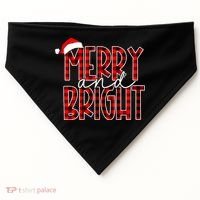Merry And Bright Buffalo Plaid Red Santa Hat Christmas Xmas USA-Made Doggie Bandana thumb 0