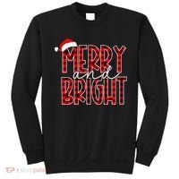 Merry And Bright Buffalo Plaid Red Santa Hat Christmas Xmas Sweatshirt thumb 0
