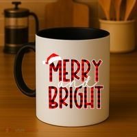 Merry And Bright Buffalo Plaid Red Santa Hat Christmas Xmas Coffee Mug thumb 4