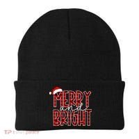 Merry And Bright Buffalo Plaid Red Santa Hat Christmas Xmas Beanie thumb 0