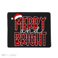 Merry And Bright Buffalo Plaid Red Santa Hat Christmas Xmas Mousepad thumb 0