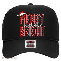 Merry And Bright Buffalo Plaid Red Santa Hat Christmas Xmas Hat thumb 0
