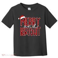 Merry And Bright Buffalo Plaid Red Santa Hat Christmas Xmas Toddler T-Shirt thumb 0