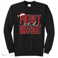 Merry and Bright Buffalo Plaid Red Santa Hat Christmas Xmas  Sweatshirt thumb 0