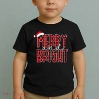 Merry and Bright Buffalo Plaid Red Santa Hat Christmas Xmas  Toddler T-Shirt thumb 2