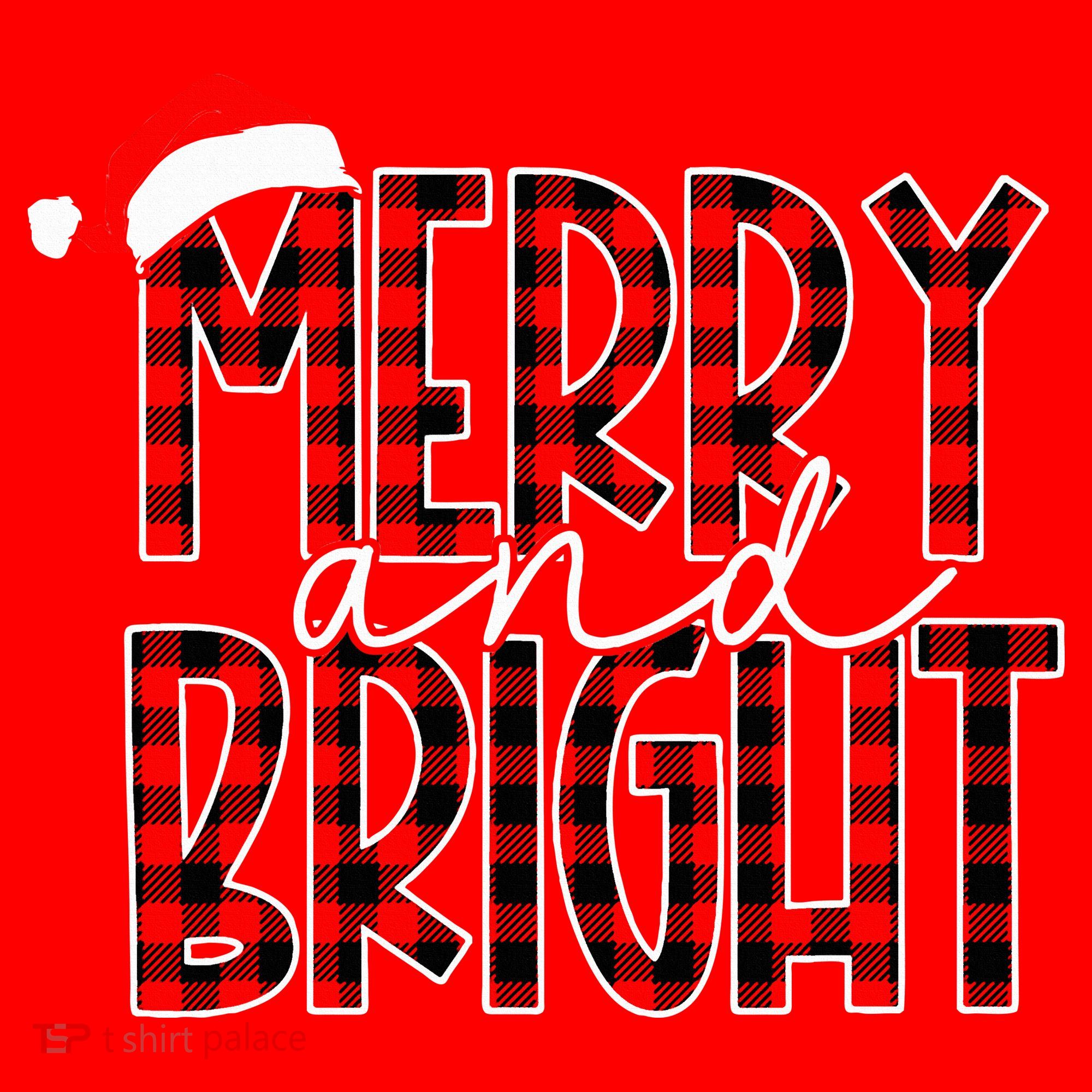 Merry and Bright Buffalo Plaid Red Santa Hat Christmas Xmas  Santa Hat
