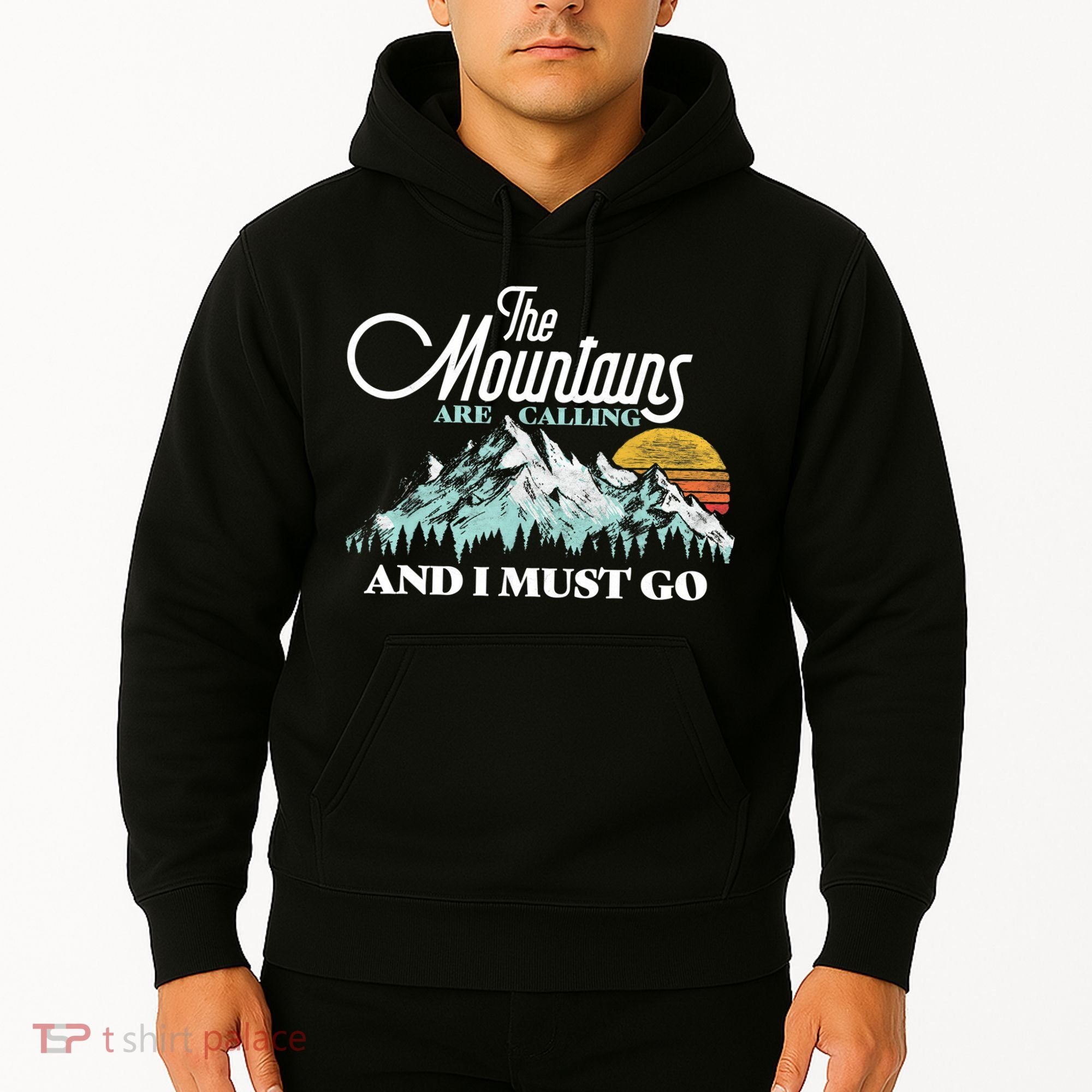 Mountains Are Calling & I Must Go Retro 80s Vibe Graphic TShirt Hoodie