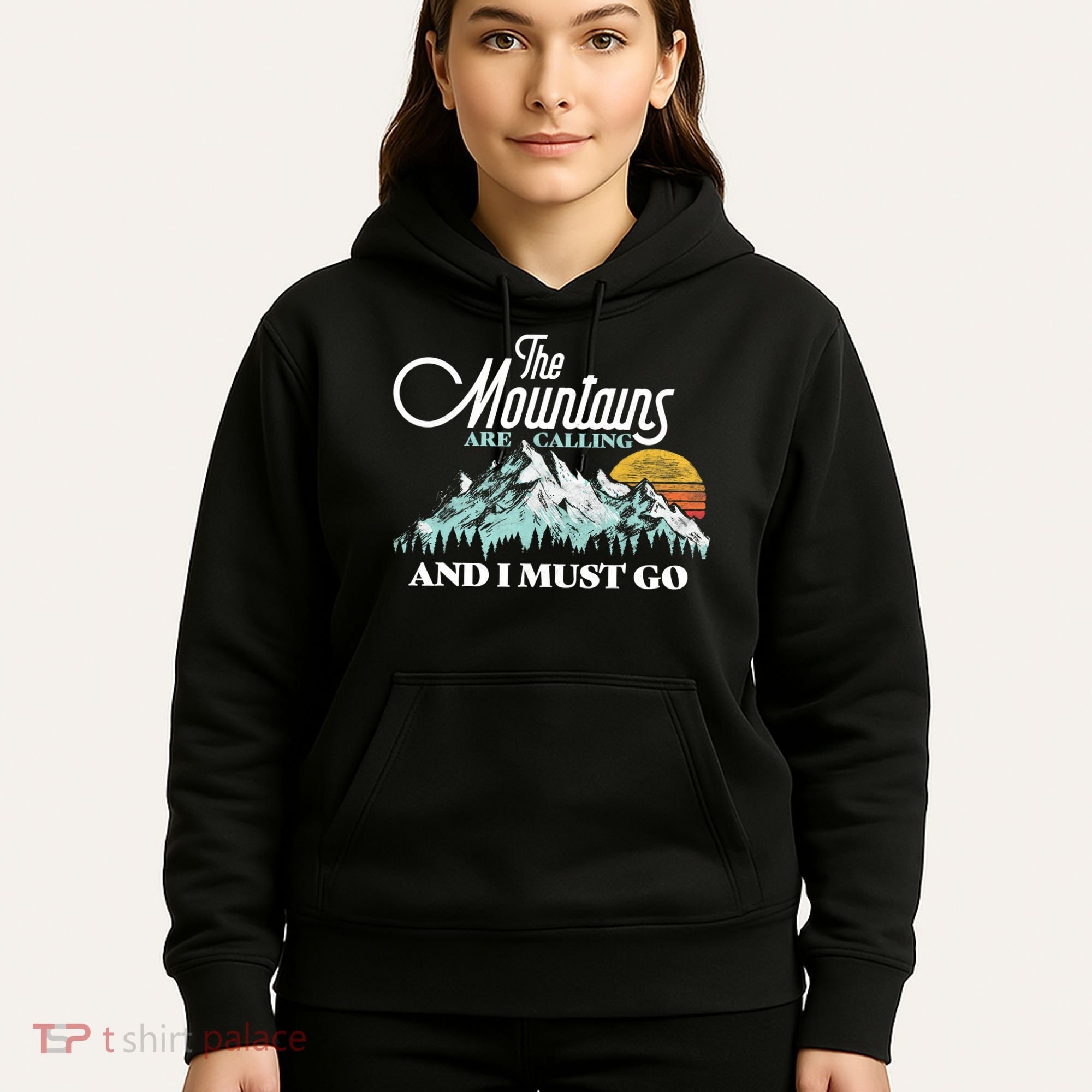 Mountains Are Calling & I Must Go Retro 80s Vibe Graphic TShirt Hoodie