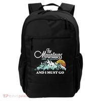Mountains Are Calling & I Must Go Retro 80s Vibe Graphic TShirt Backpack thumb 0