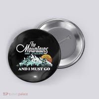 Mountains Are Calling & I Must Go Retro 80s Vibe Graphic TShirt Button thumb 0