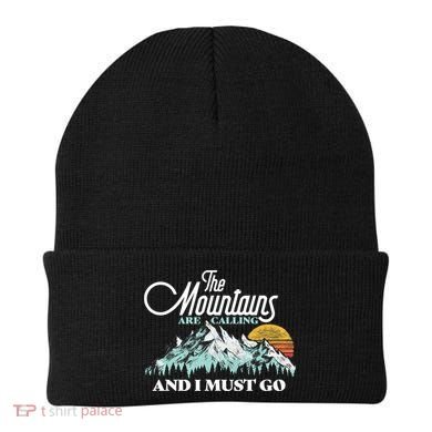 Mountains Are Calling & I Must Go Retro 80s Vibe Graphic TShirt Beanie