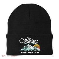 Mountains Are Calling & I Must Go Retro 80s Vibe Graphic TShirt Beanie thumb 0