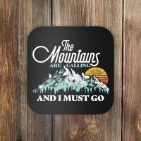 Mountains Are Calling & I Must Go Retro 80s Vibe Graphic TShirt Coaster thumb 0