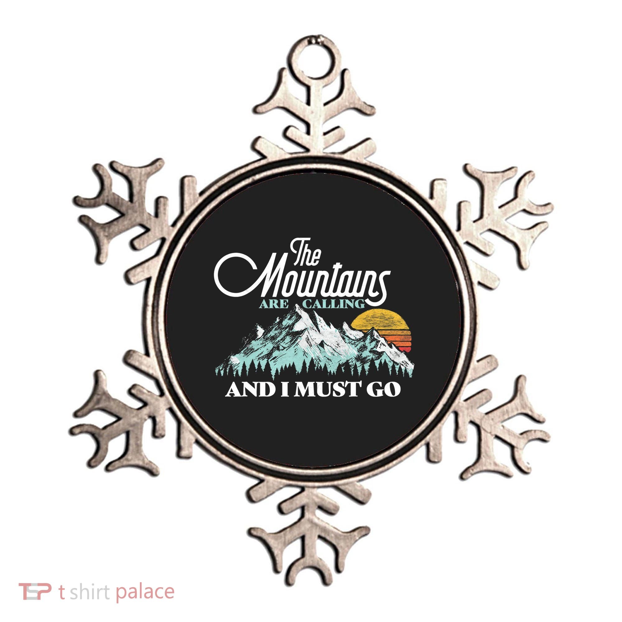 Mountains Are Calling & I Must Go Retro 80s Vibe Graphic TShirt Ornament