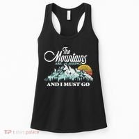 Mountains Are Calling & I Must Go Retro 80s Vibe Graphic TShirt Women's Tank Top thumb 0