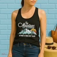 Mountains Are Calling & I Must Go Retro 80s Vibe Graphic TShirt Women's Tank Top thumb 2