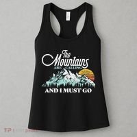 Mountains Are Calling & I Must Go Retro 80s Vibe Graphic TShirt Women's Tank Top thumb 3