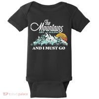 Mountains Are Calling & I Must Go Retro 80s Vibe Graphic TShirt Baby Bodysuit thumb 0