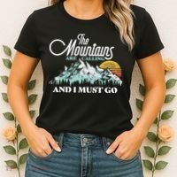 Mountains Are Calling & I Must Go Retro 80s Vibe Graphic TShirt Women's T-Shirt thumb 2