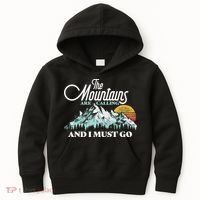 Mountains Are Calling & I Must Go Retro 80s Vibe Graphic TShirt Kids Hoodie thumb 0
