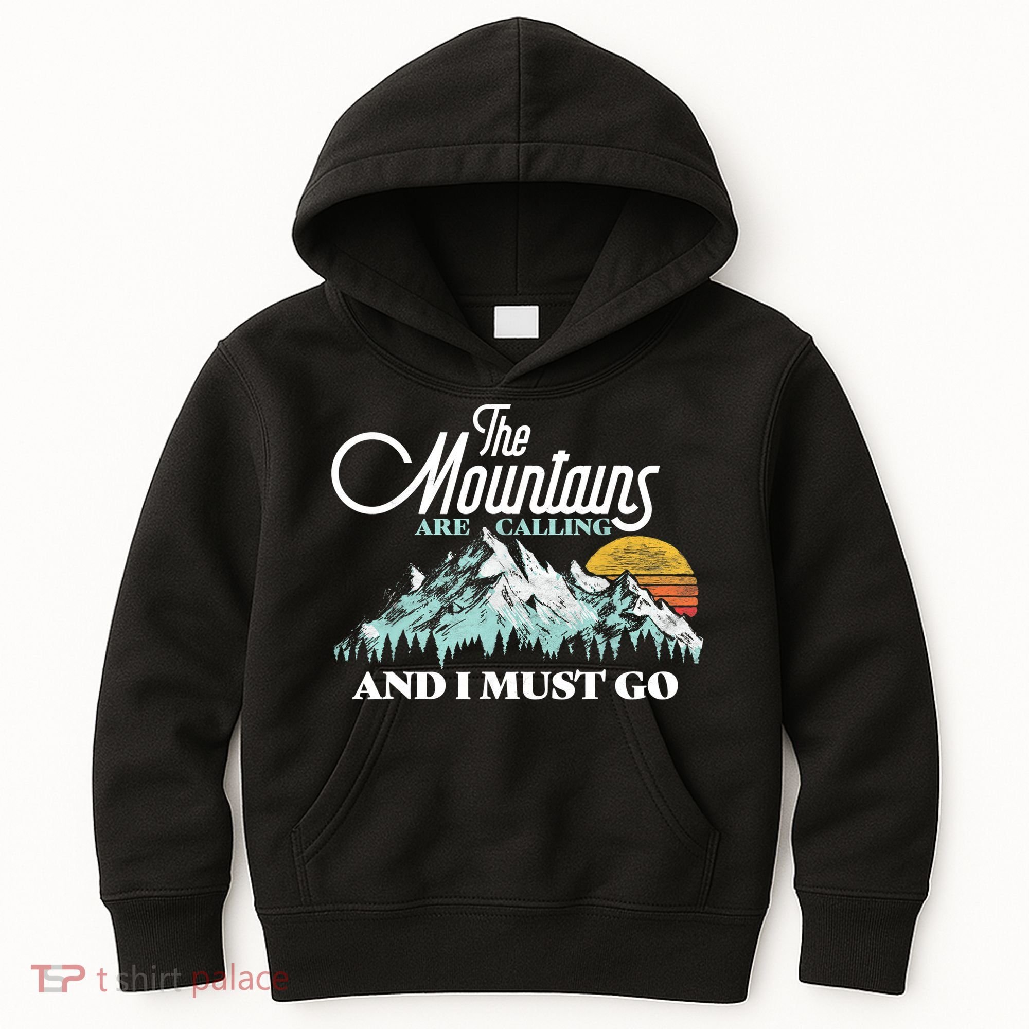 Mountains Are Calling & I Must Go Retro 80s Vibe Graphic TShirt Kids Hoodie