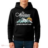 Mountains Are Calling & I Must Go Retro 80s Vibe Graphic TShirt Kids Hoodie thumb 4