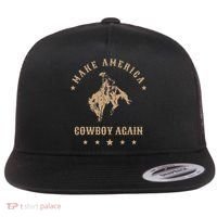 Make America Cowgirl Cowboy Again Flat Bill Trucker Hat thumb 0