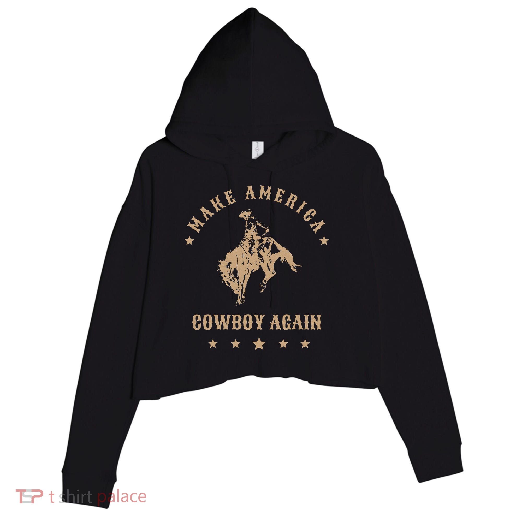 Make America Cowgirl Cowboy Again Crop Fleece Hoodie