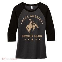 Make America Cowgirl Cowboy Again Women's Tri-Blend 3/4-Sleeve Raglan Shirt thumb 0