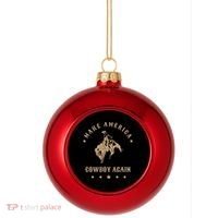 Make America Cowgirl Cowboy Again Plastic Christmas Ball Ornament thumb 0